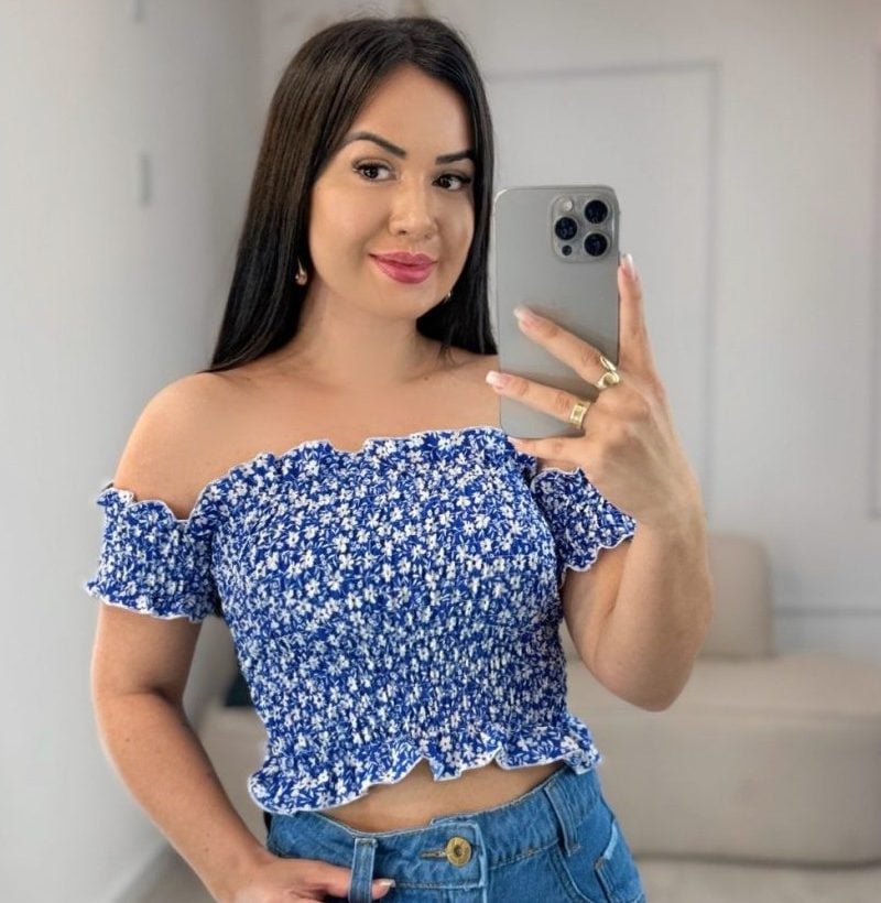 cropped ciganinha azul estampado 395