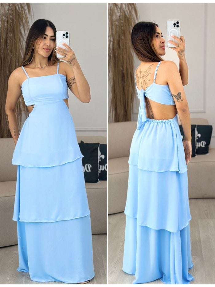 vestido babado amarração azul bebe 617 vestido babado amarração azul bebe 617