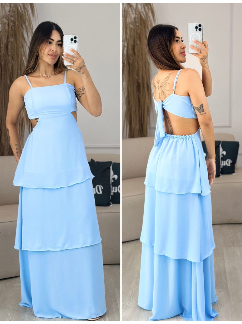 vestido babado amarração azul bebe 617