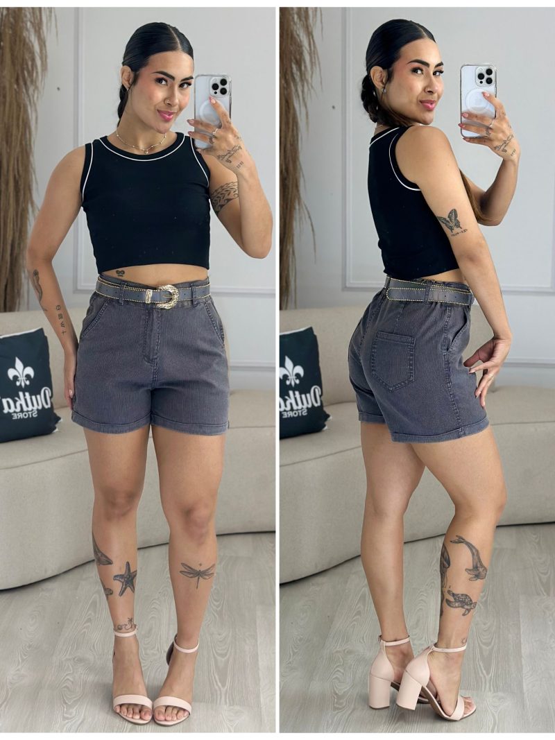 shorts cinza com preto 1086