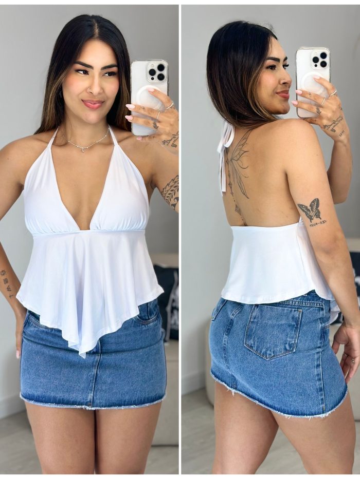 cropped bata flor vermelho 733