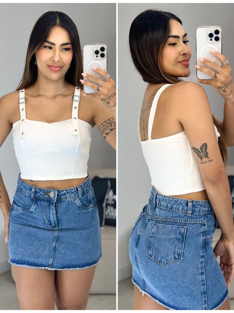 cropped bata flor vermelho 733