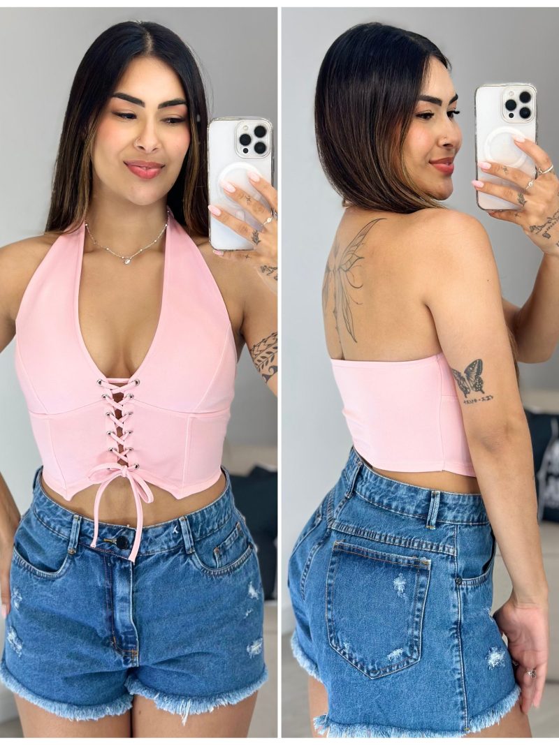 cropped colete rosa 772