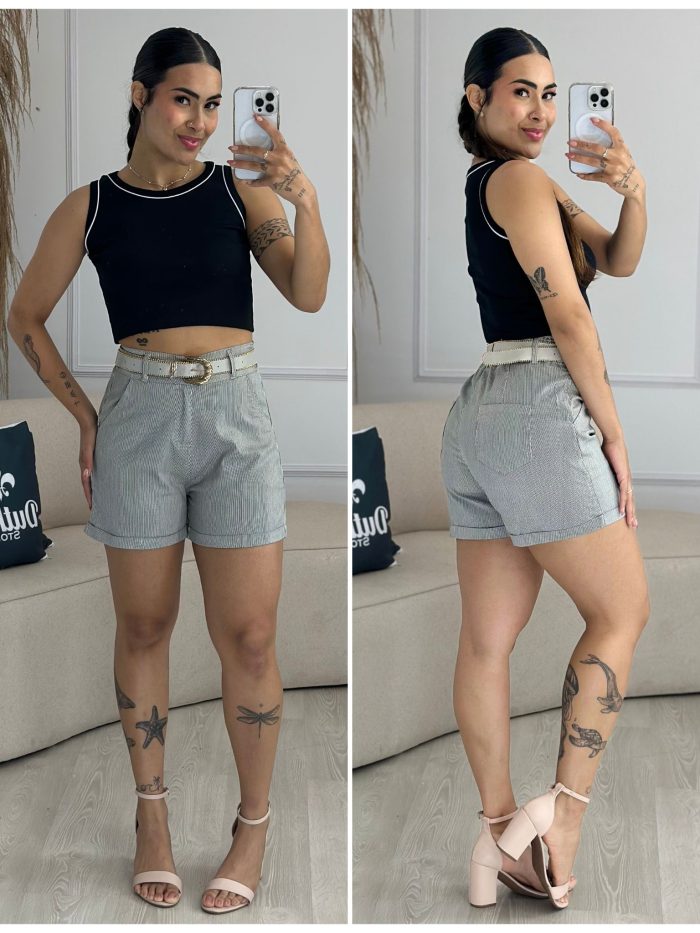 shorts cinza com preto 1086