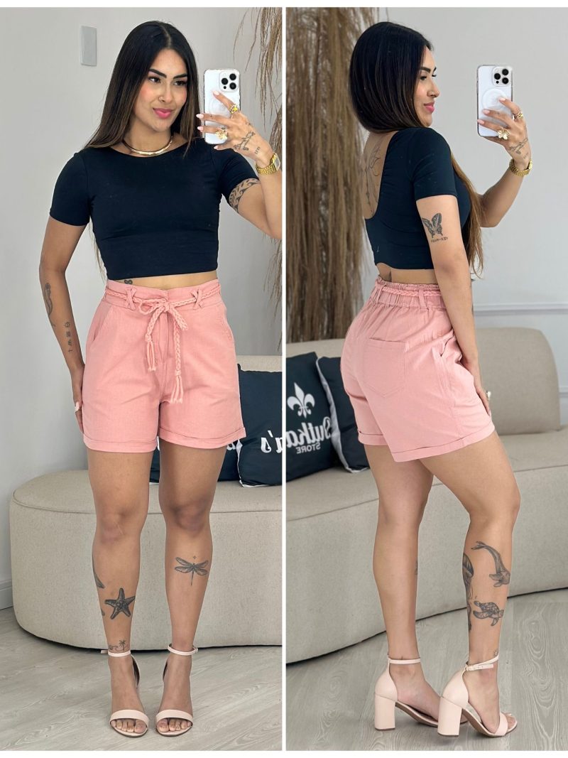 shorts pamela com cinto azul 932