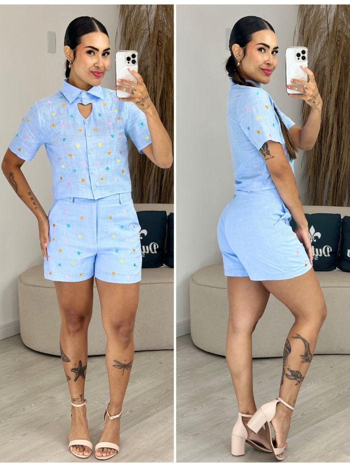 conjunto coração cinza 1232 conjunto coração cinza 1232