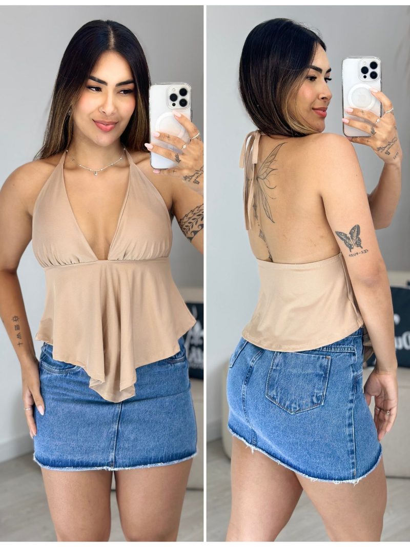 cropped bata flor vermelho 733