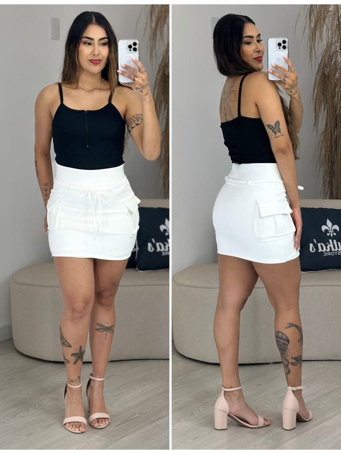 shorts saia cargo branco 964