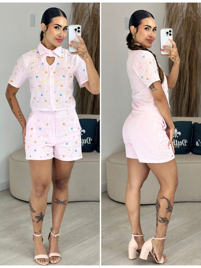 conjunto coração cinza 1232