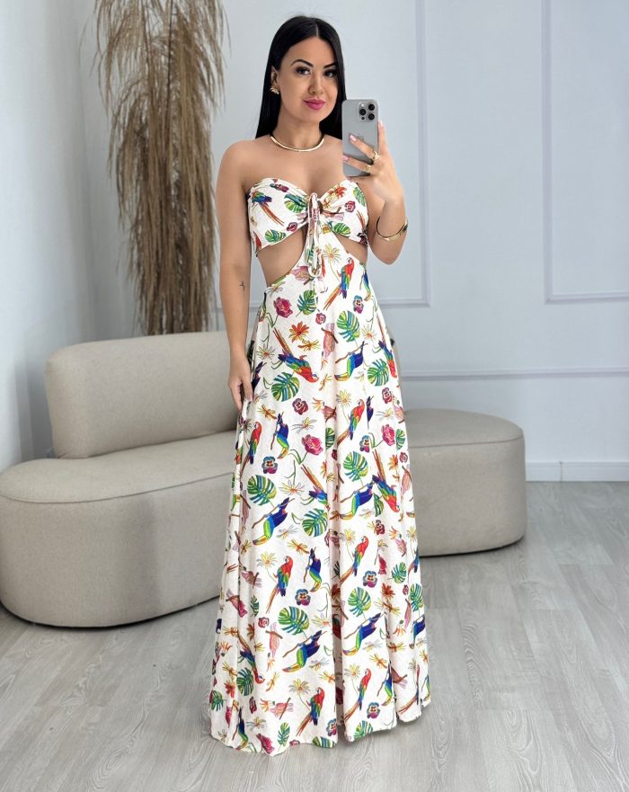 vestido maria bege com passarinhos 795