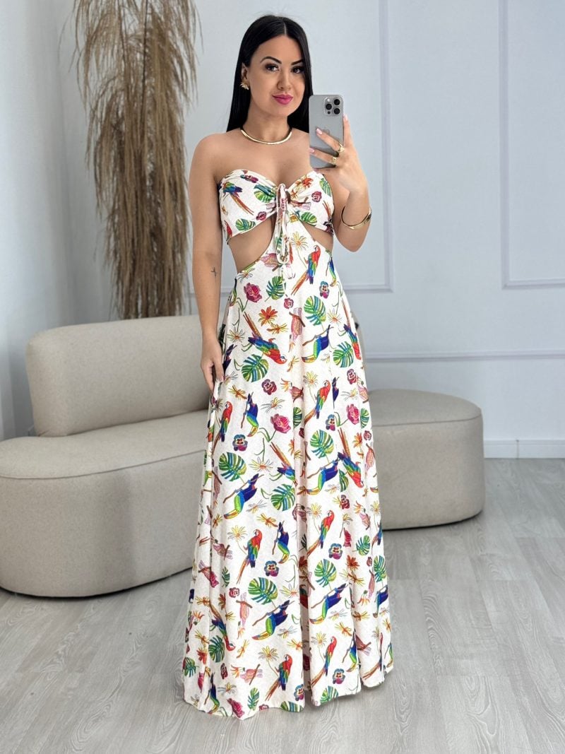vestido maria bege com passarinhos 795