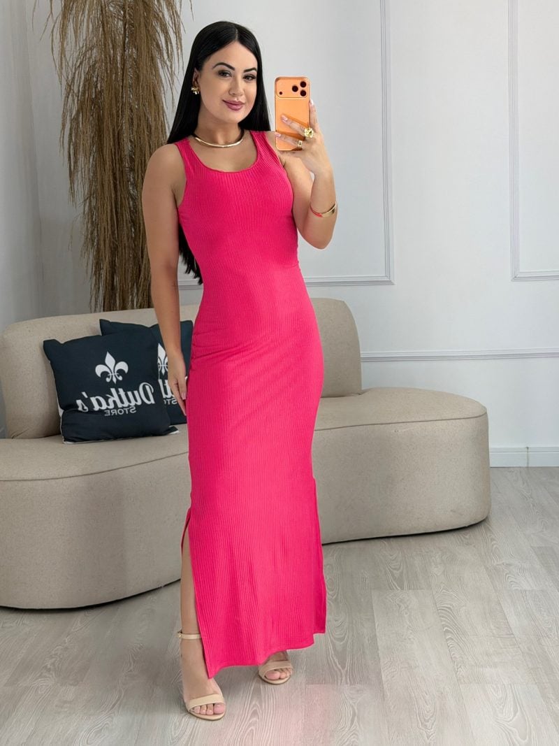 vestido tubinho canelado regata rosa 956