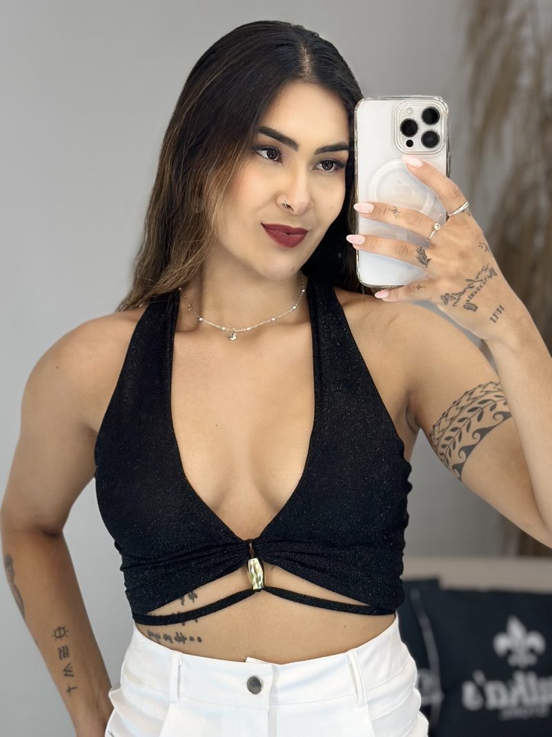 cropped lurex decote preto 901