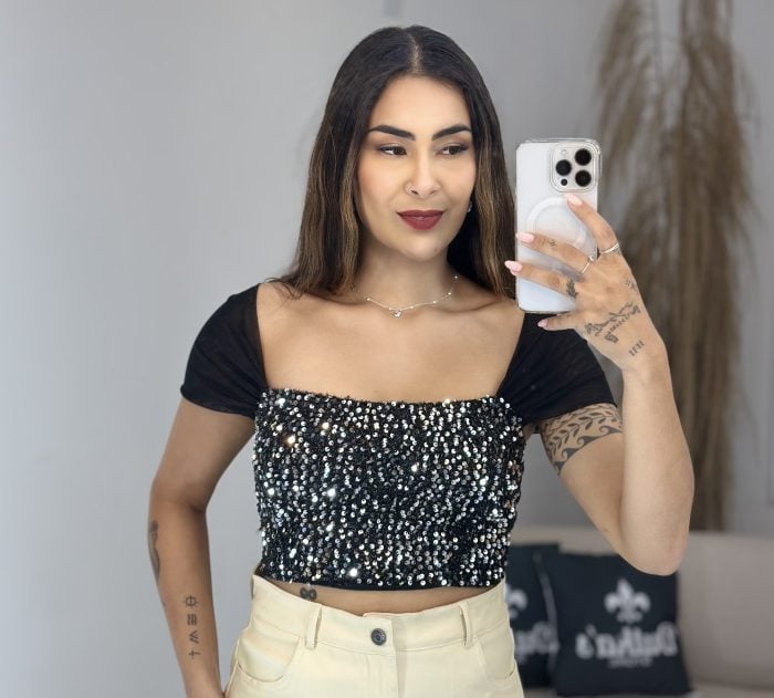 cropped paetê preto 900