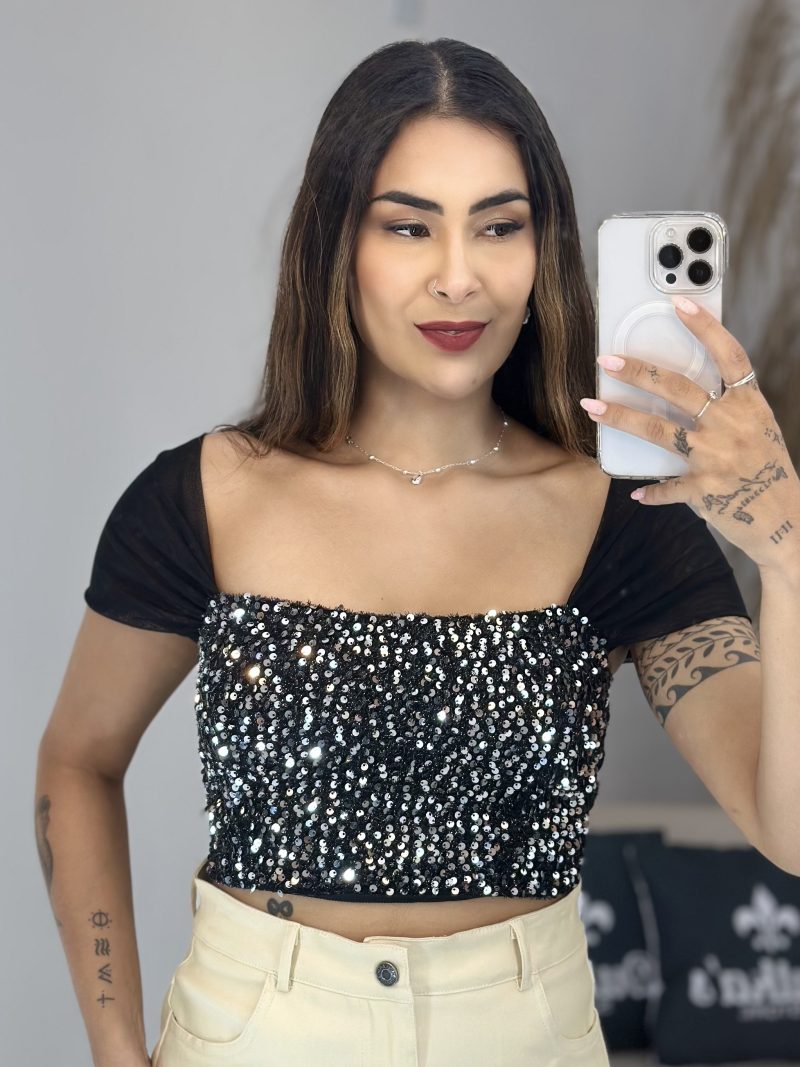 cropped paetê preto 900