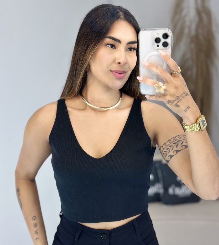 cropped canelado preto 1004