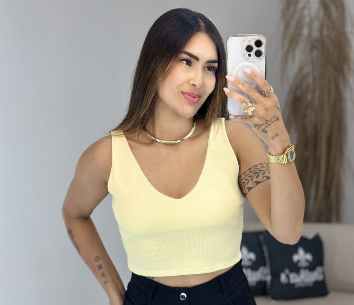 cropped canelado preto 1004