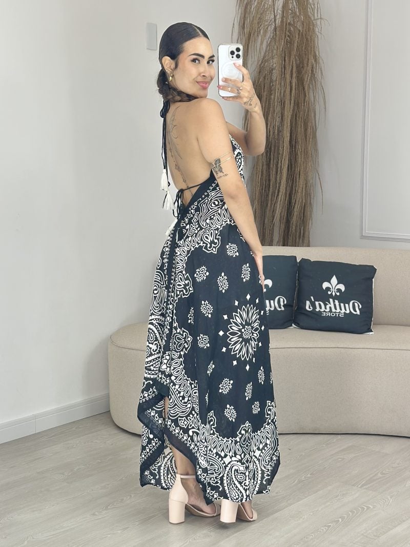 vestido indiano lenço preto com branco 1244 vestido indiano lenço preto com branco 1244