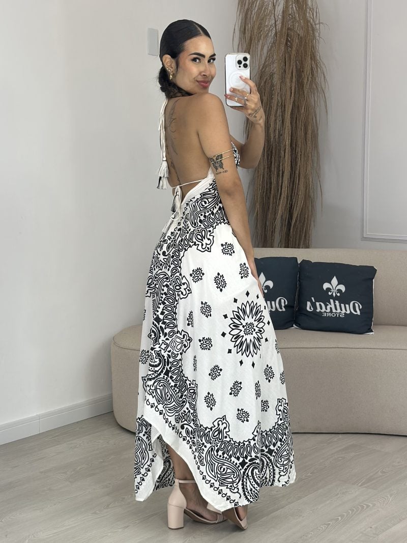 vestido indiano lenço branco com preto 1245 vestido indiano lenço branco com preto 1245