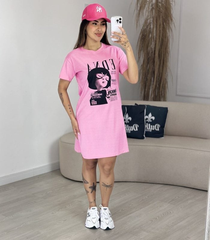 camisetão edna rosa 849 camisetão edna rosa 849