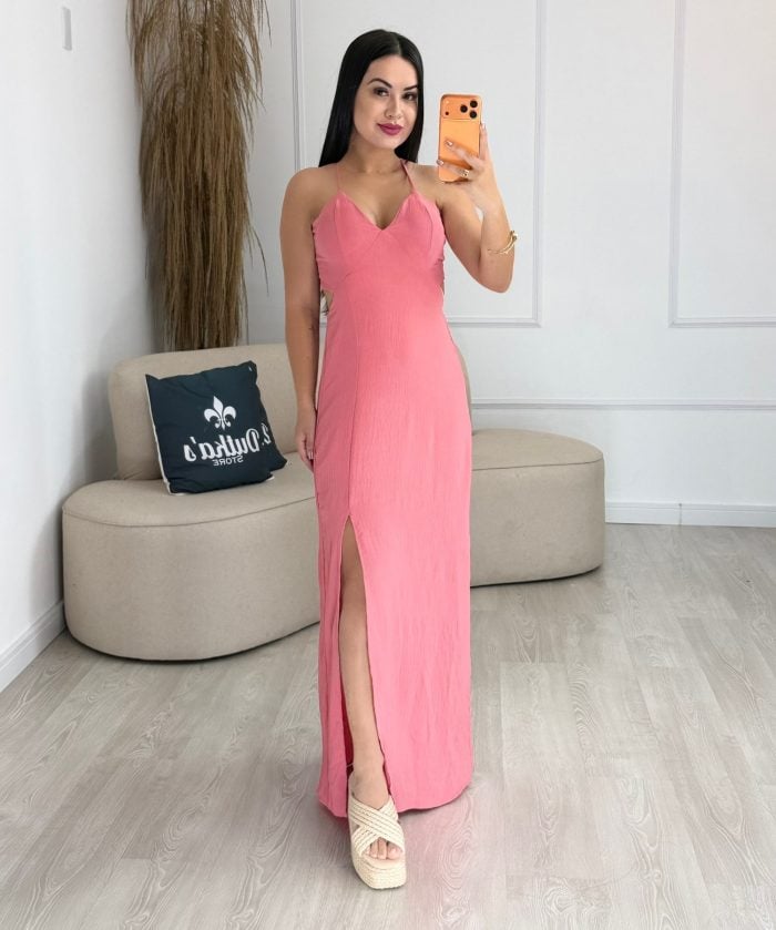 vestido samanta rosa com bege 1191