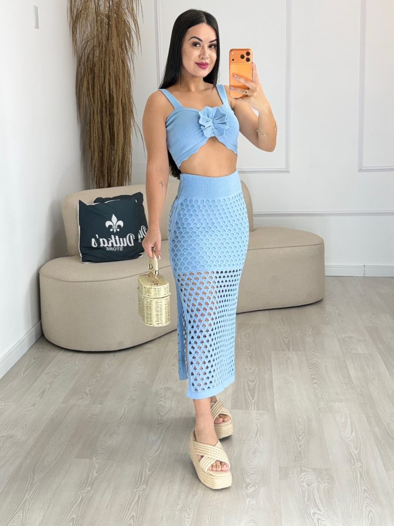 conjunto modal flor vermelho 1145