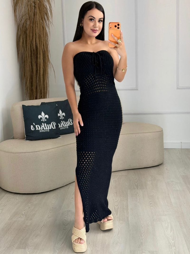 vestido modal furadinho preto 1036