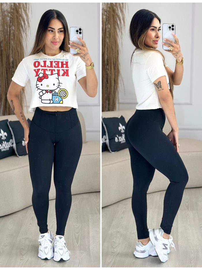 calça leg anatômica com zíper preta 917