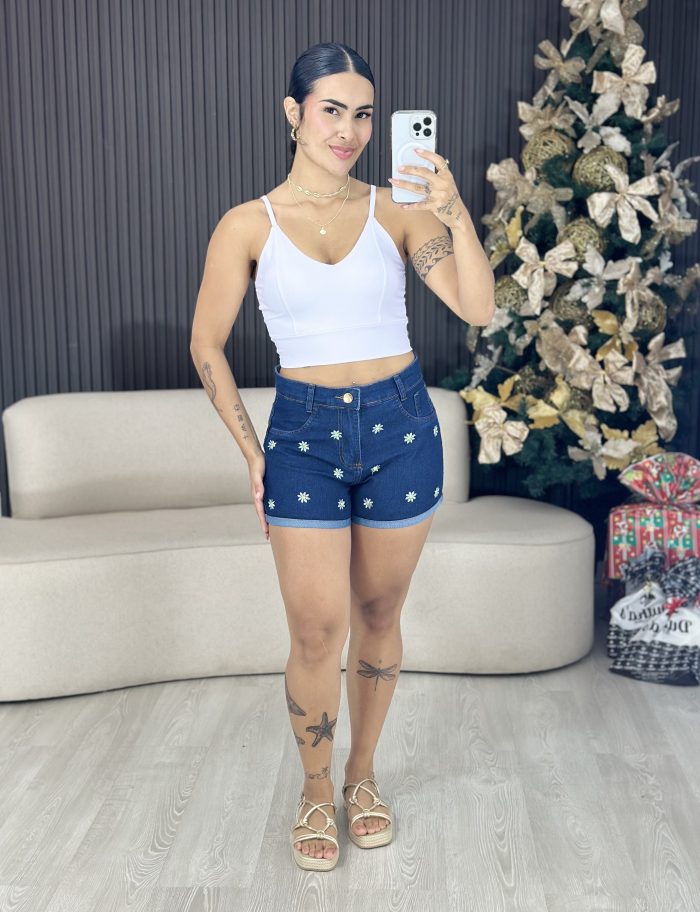 shorts jeans lycra florzinha 1304