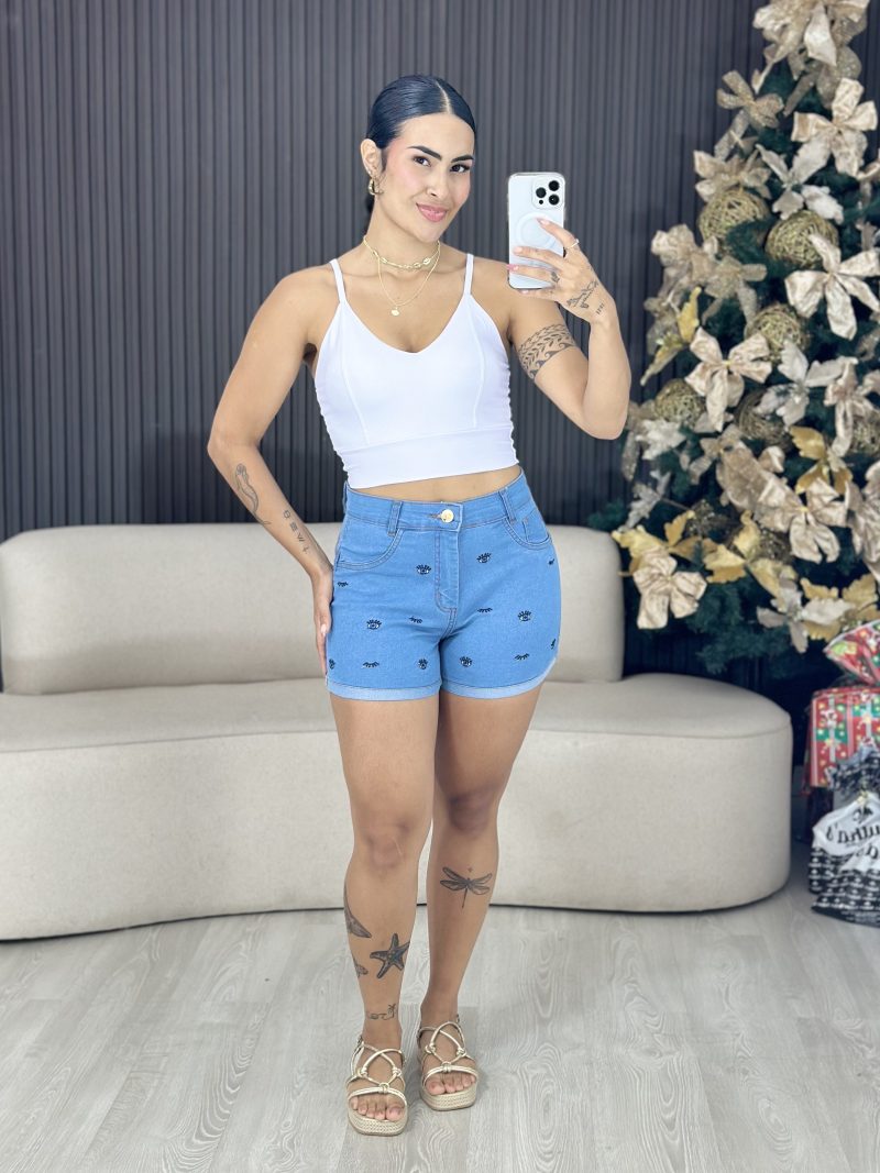 shorts jeans lycra olho grego 1306