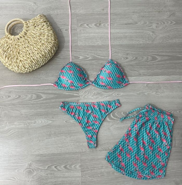 conjunto biquini com shorts verde flamingo 1338 conjunto biquini com shorts verde flamingo 1338