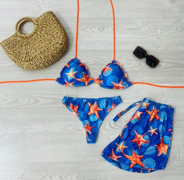 conjunto biquini com shorts azul piscina fundo do mar 1340 conjunto biquini com shorts azul piscina fundo do mar 1340