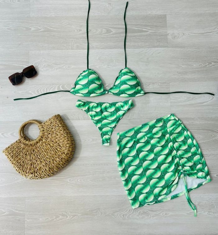 conjunto biquini com saia verde 1324 conjunto biquini com saia verde 1324