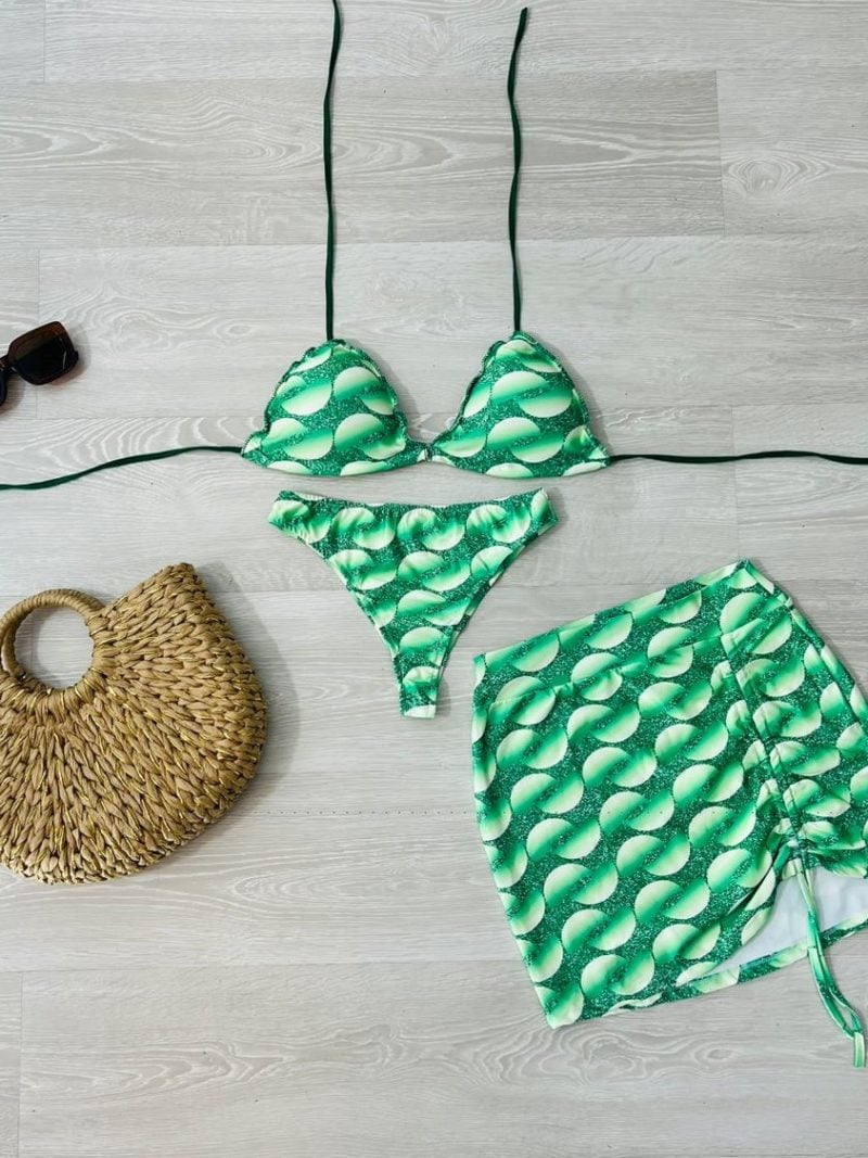 conjunto biquini com saia verde 1324