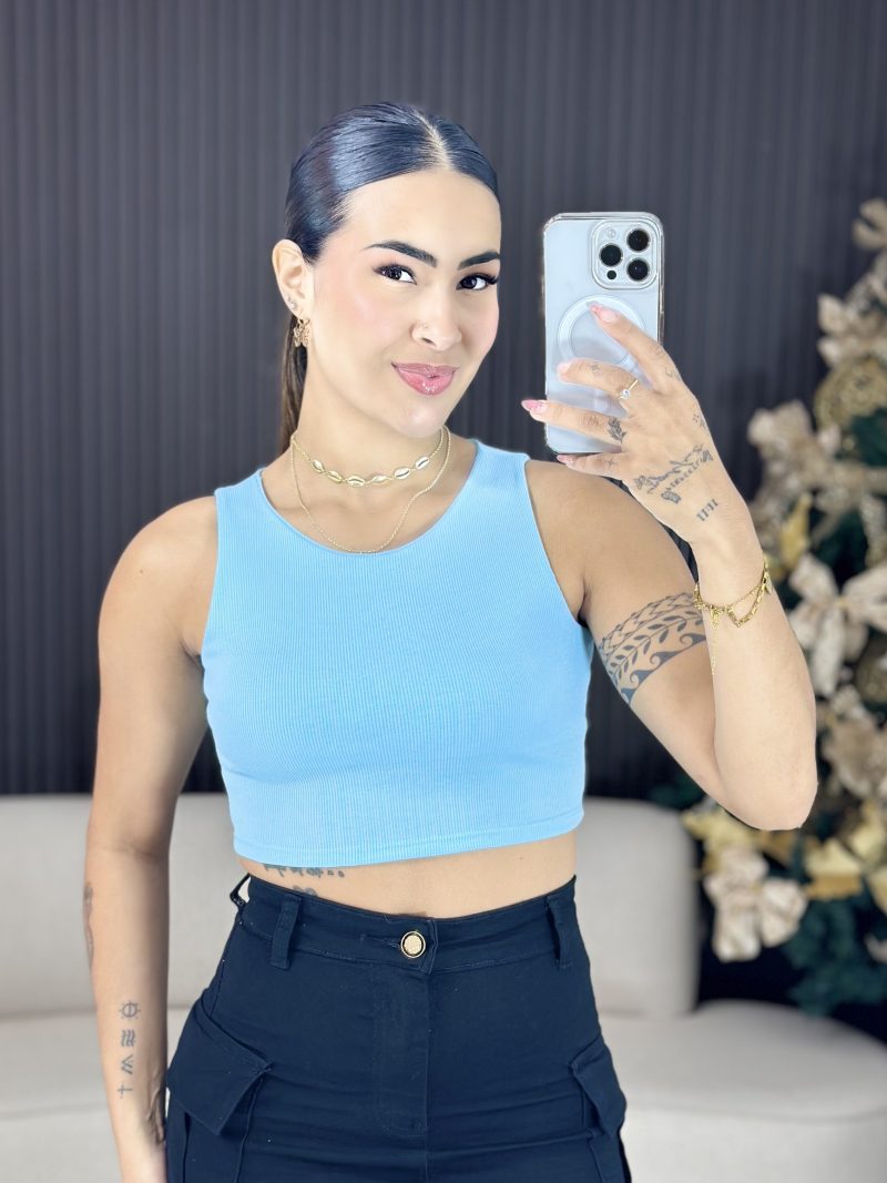 cropped canelado azul bebe 1309
