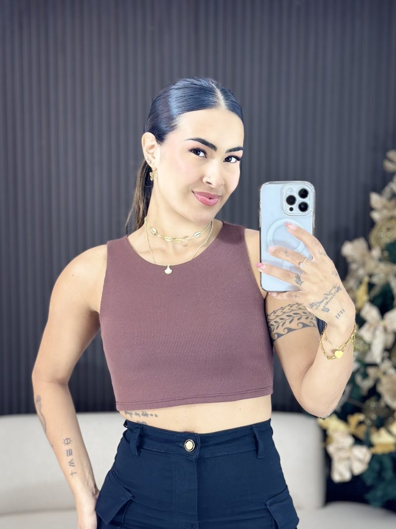 cropped canelado marrom 1311