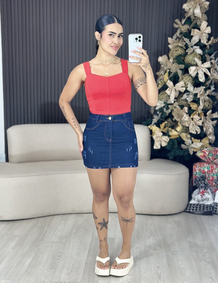 cropped regata com bojo vermelho 1279