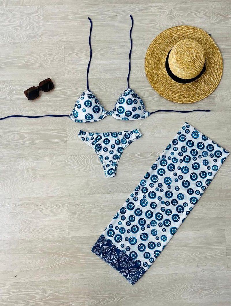 conjunto biquini com canga olho grego 1315