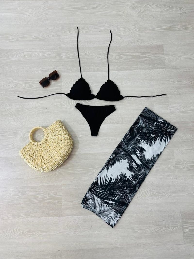 conjunto biquini com canga preto 1322