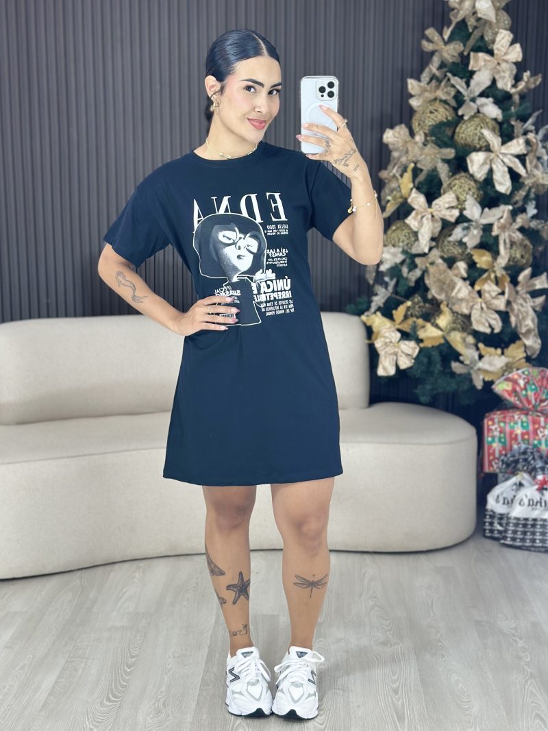 vestido camisetão edna preto 1427