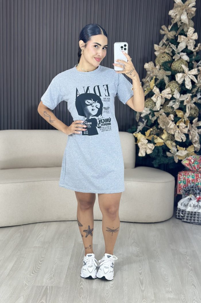 vestido camisetão edna cinza 1426 vestido camisetão edna cinza 1426