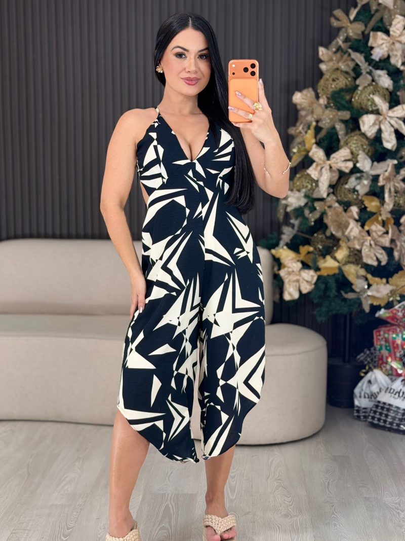 macacão pantacourt raika preto com off 1492