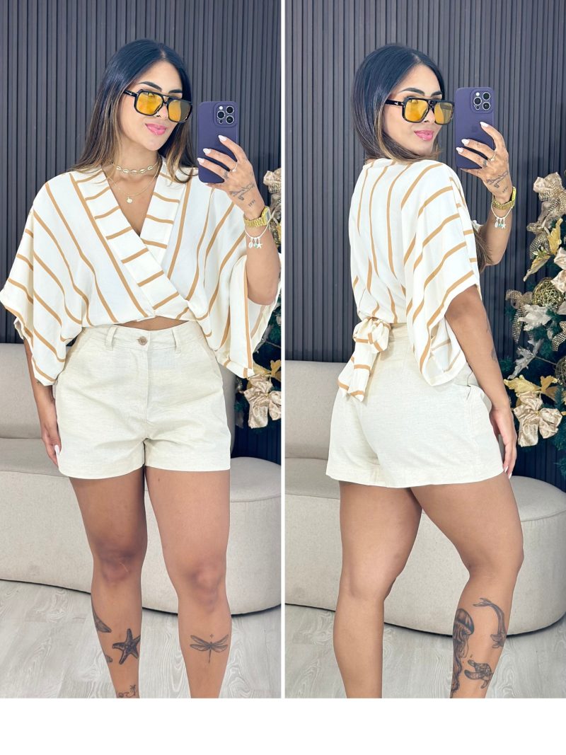 cropped transpassado listrado marrom claro 1595