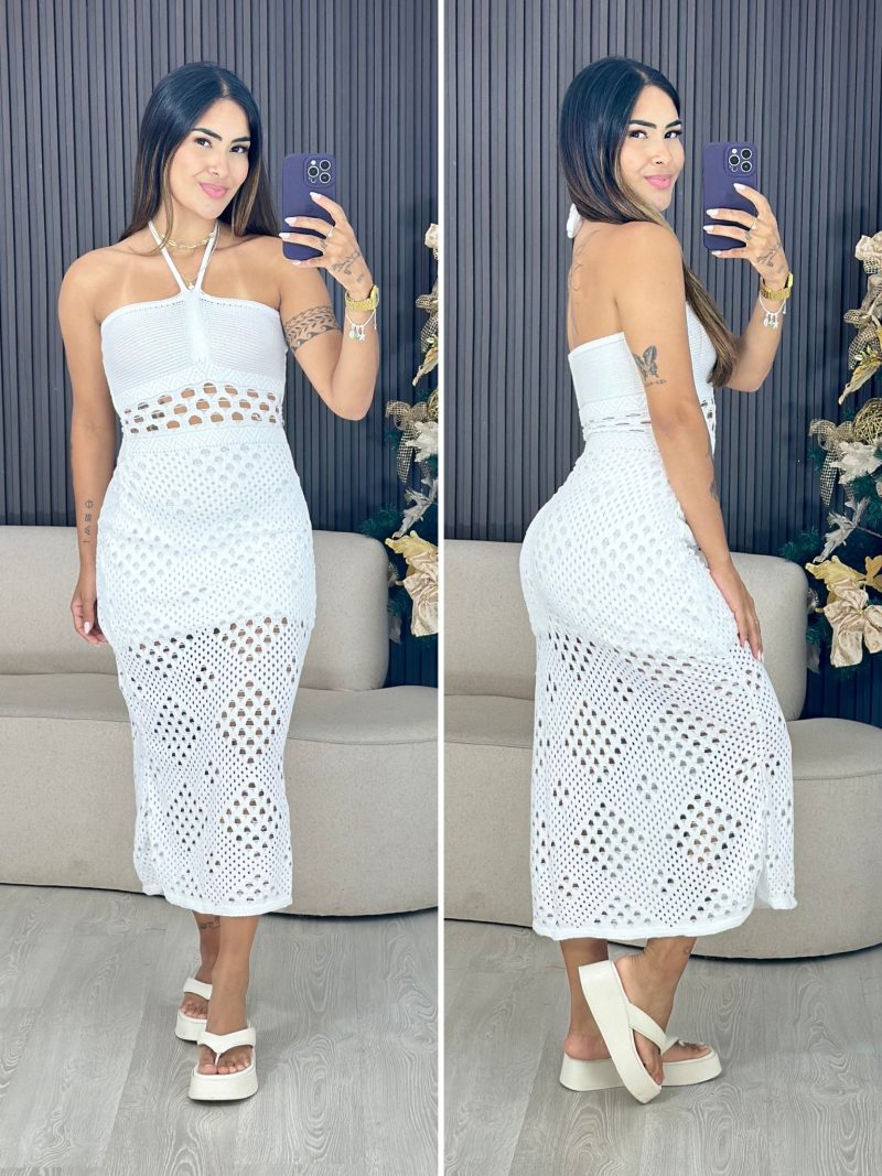 vestido modal midi branco 1645