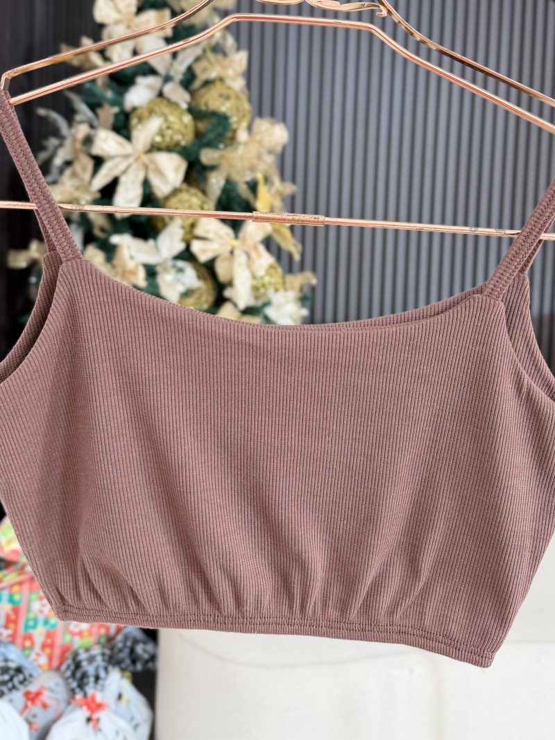 top alcinha canelado marrom 1479