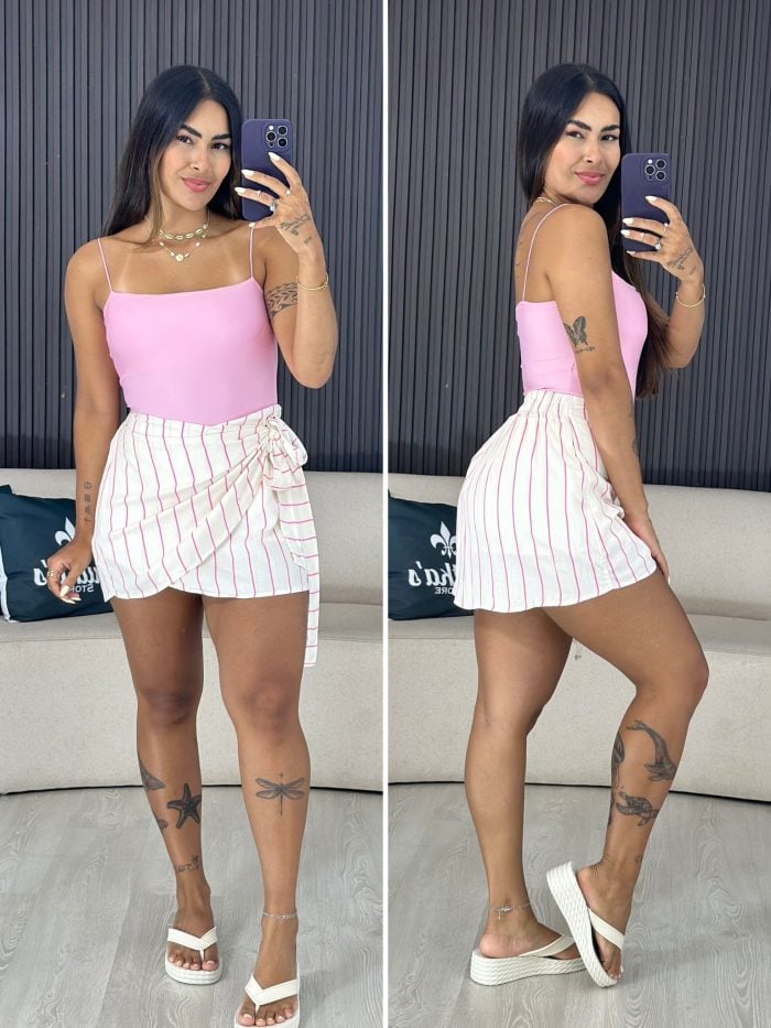 shorts saia zaia off com rosa 1814