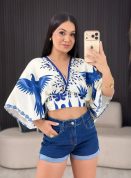 cropped transpassado decote em v off com azul 1806