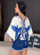 cropped transpassado decote em v off com azul 1806