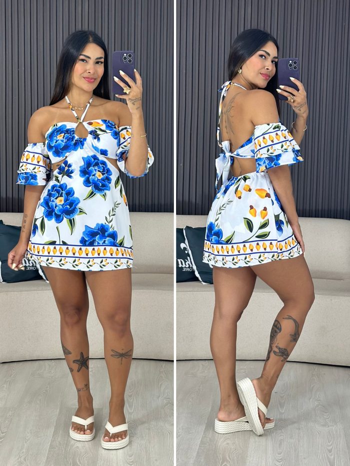 macaquinho vestido bianca azul com branco caju 1837 macaquinho vestido bianca azul com branco caju 1837