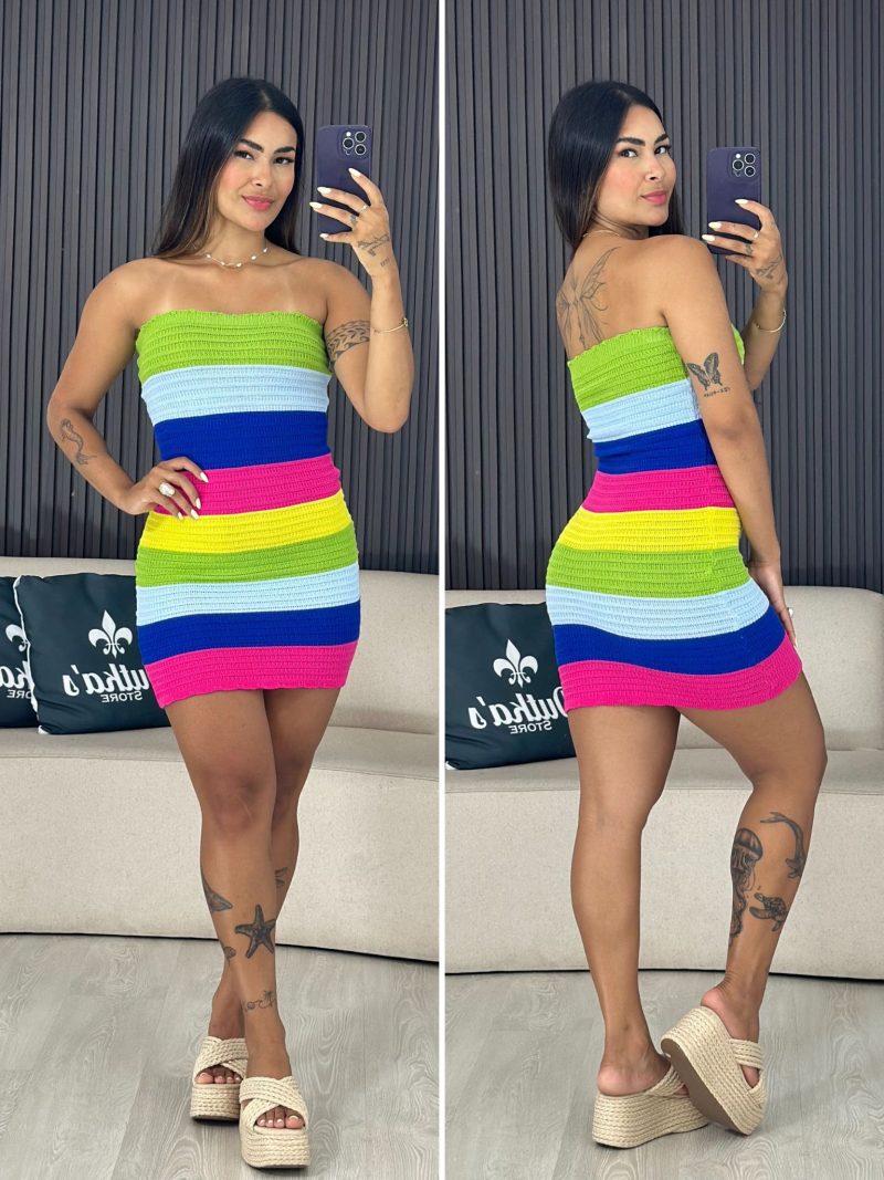 vestido virginia arco iris verde 4009